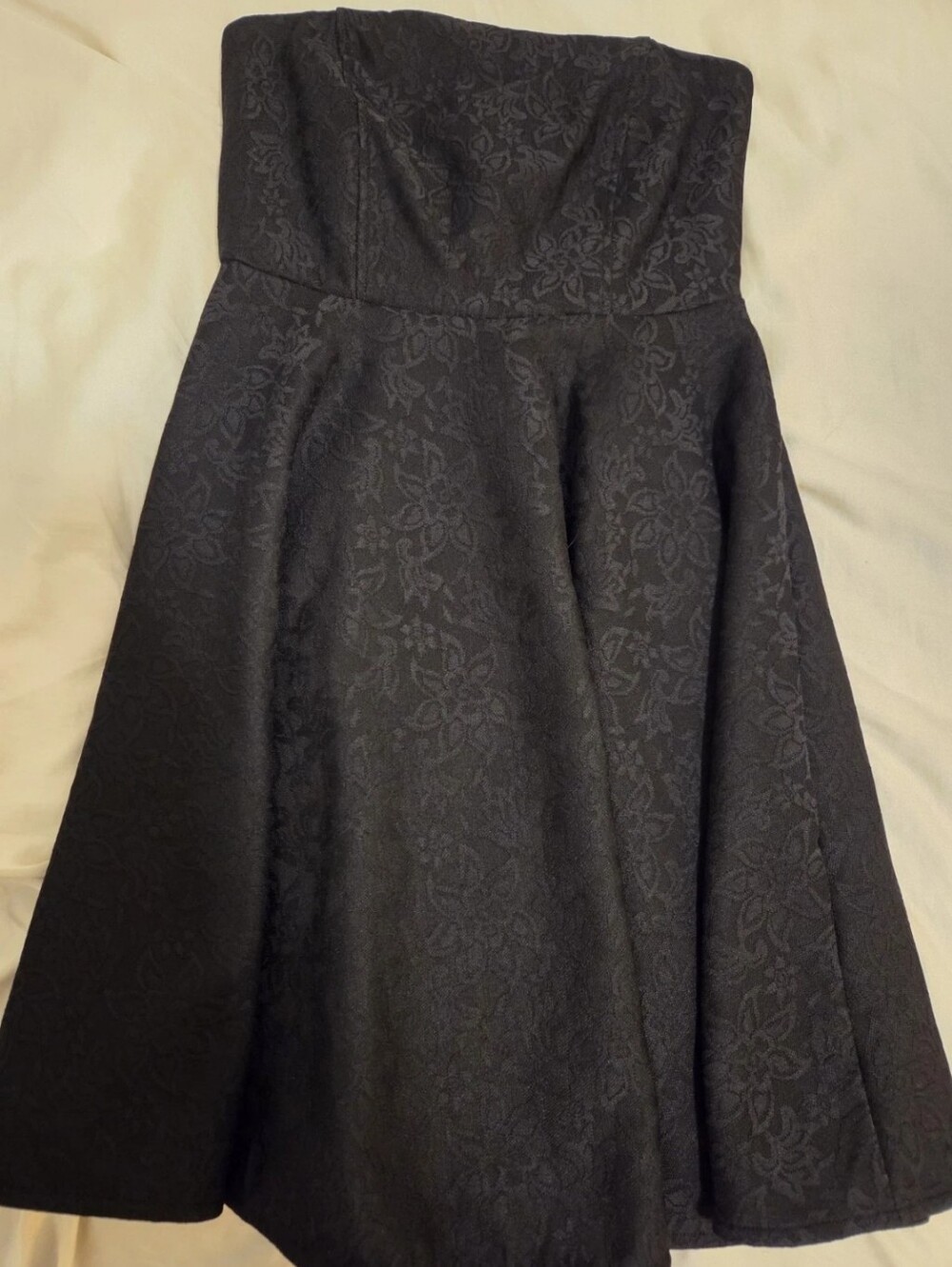 Garage Black Strapless Floral Jacquard Dress
